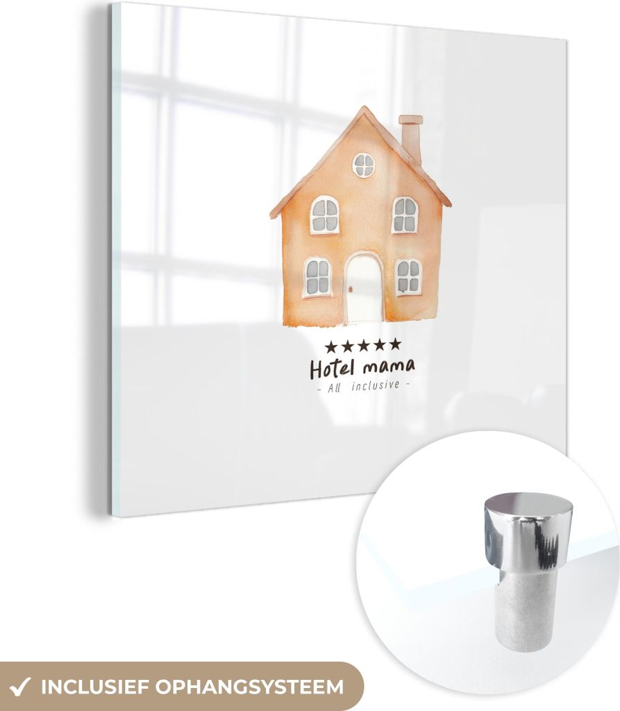 MuchoWow Glasbilder - Bilder auf Wandbild - Foto auf Glas Orange - Landhaus - Angebot - Hotel 40x40 cm Wanddekoration aus Glas - Acrylglasbild - Ac...