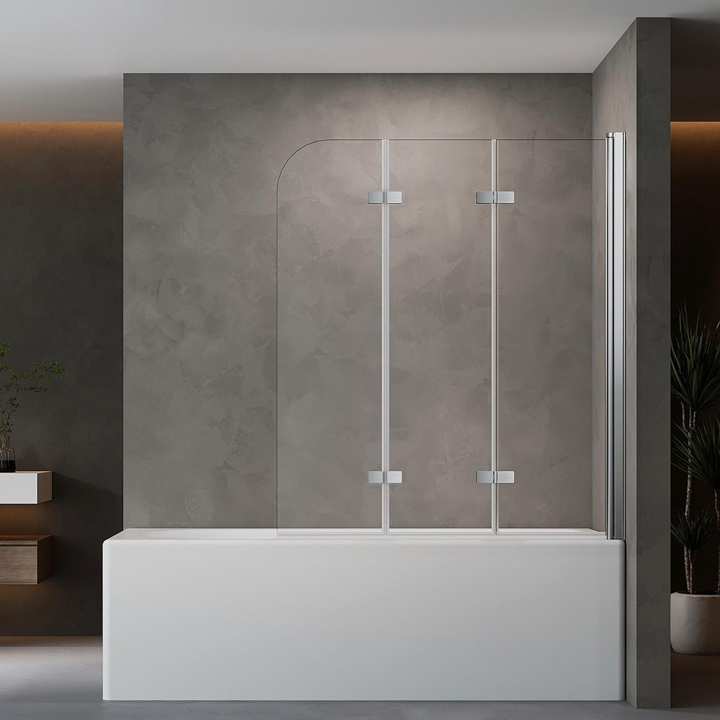Duschabtrennung Faltbar Duschwand für Badewanne 120x140cm Produktbild 