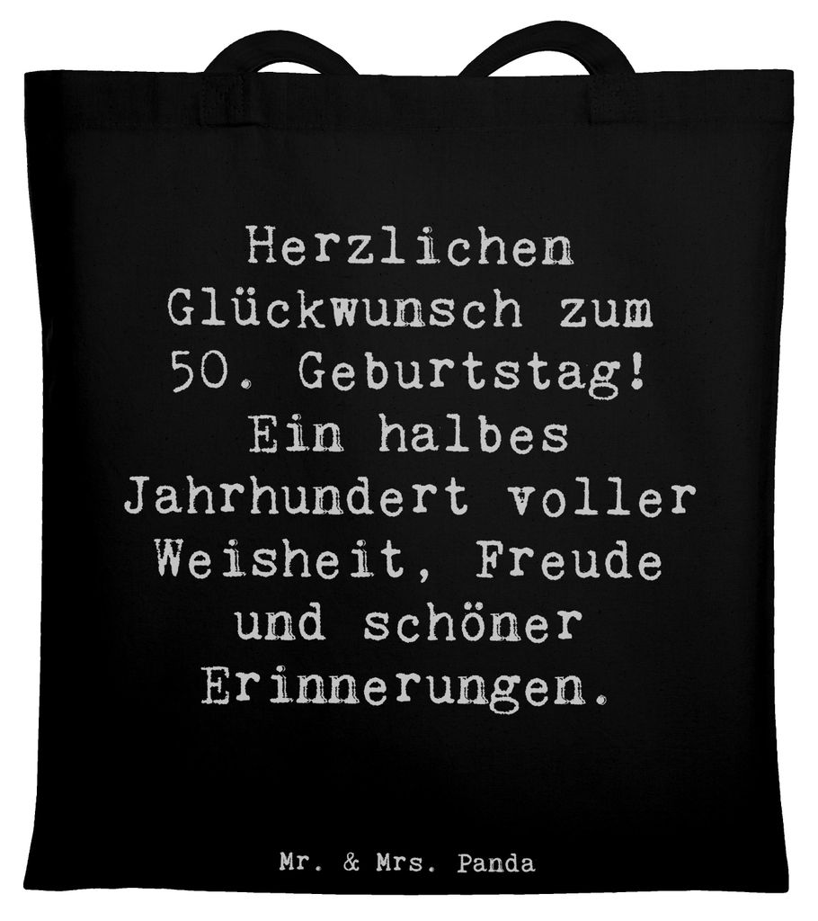 Mr. & Mrs. Panda Tote Bag Spruch 50. Geburtstag - Schwarz - Geschenk, Happy Birthday, Erlebnisse, Laptoptasche, Alter, Uni Tasche, Geschenkidee, um...