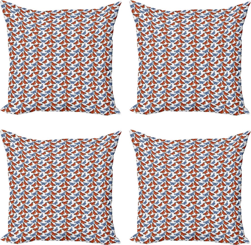 ABAKUHAUS Schmetterling Kissenbezug Set (4 Stück), Detaillierte geflügelte Insekt, Moderner Doppelseitiger Digitaldruck, 45 cm x 45 cm, Mehrfarbig