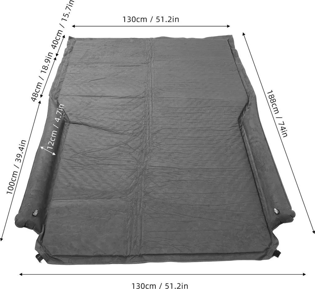 Matelas SUV gonflable en daim 5cm avec aile de protection - Confort XL