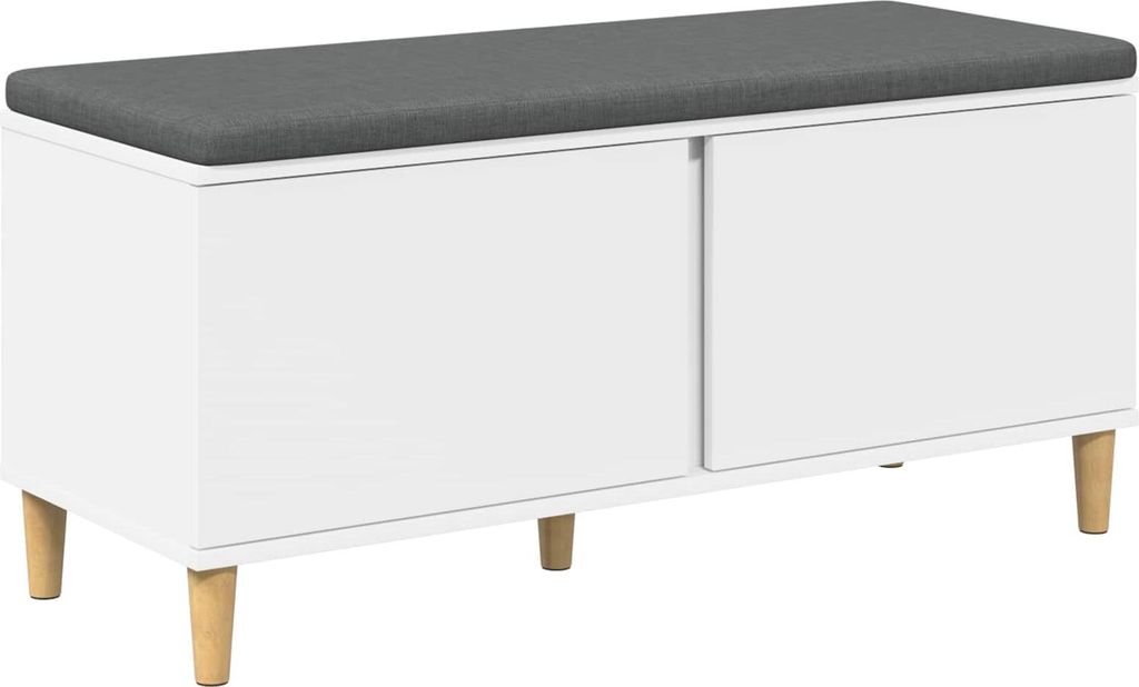Flurbank mit Kissen mit Speicher mit Tür Weiß 100 x 38 x 46 cm