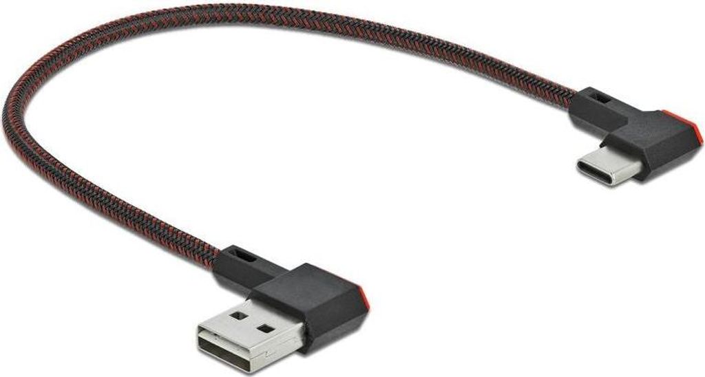 DELOCK USB-A 2.0  Stecker < USB-C Stecker gewinkelt 0,2m Immagine del prodotto 