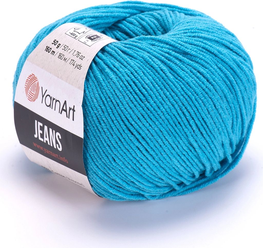 A ball of blue yarn with a label.