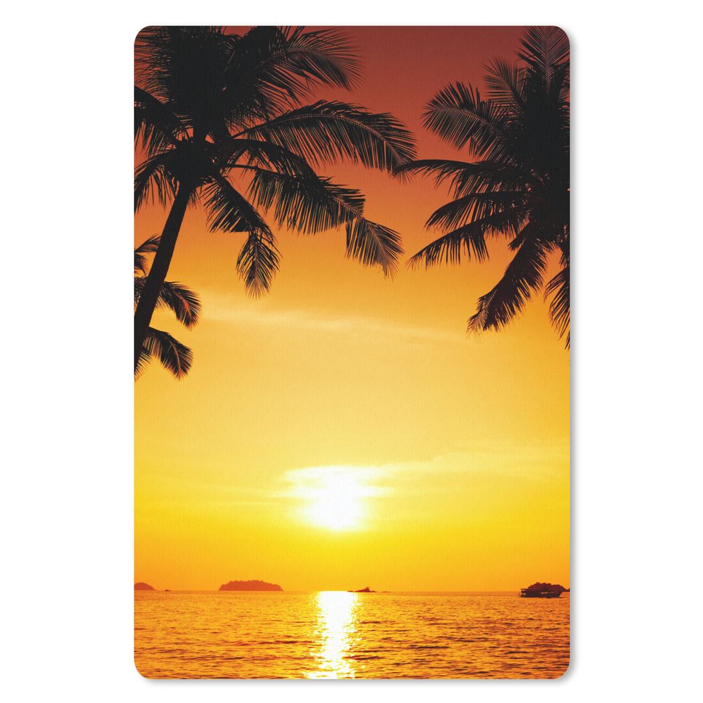 MuchoWow Mauspad Mousepad Palme - Sonnenuntergang - Strand - Orange - Tropisch 18x27 cm - Mousepads - Maus Mat - Pad - Mausunterlage
