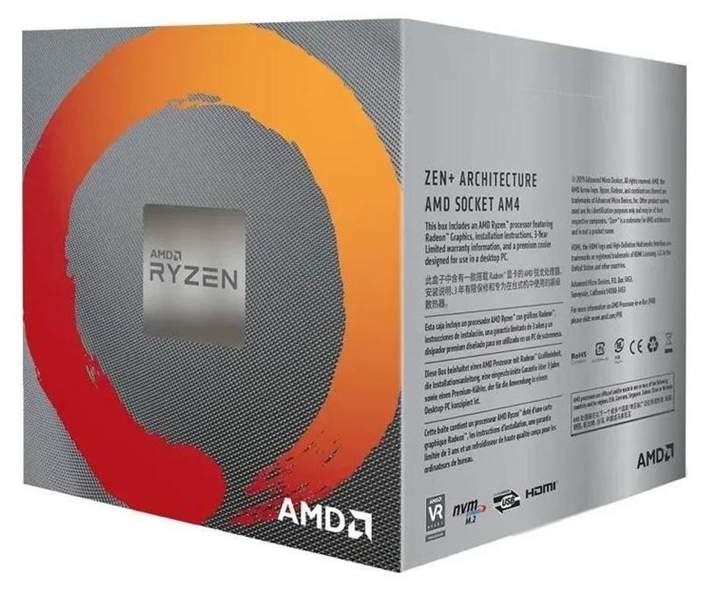 AMD RYZEN 5 3400G 3.7GHz 6MB 4 CORE AM4 BOX+Disipa Imagen del producto 