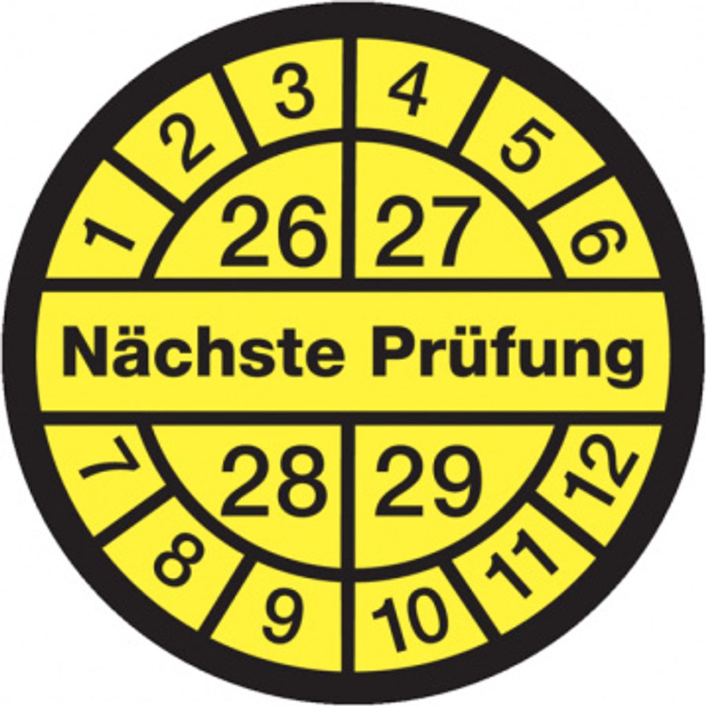 Dreifke Aufkleber Prüfplakette, Nächste Prüfung, schwarz/gelb, Folie, Ø 12, ...