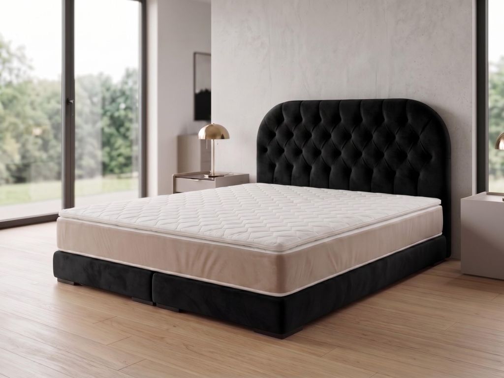Polsterbett LEON 4 mit Kopfteil, modernes gepolstertes Bett in 160 x 200 cm Farbe: Schwarz