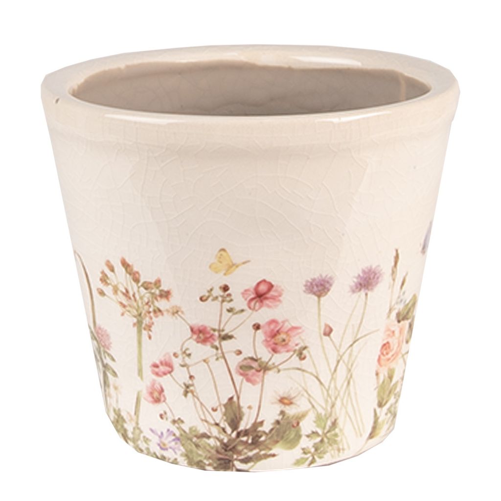 Clayre & Eef Blumentopf Ø 12x10 cm Rosa Beige Keramik Produktbild 