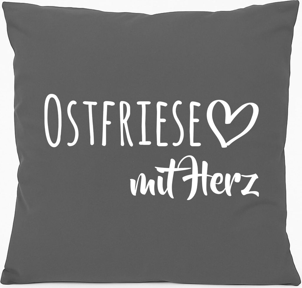 Huuraa Kissen Ostfriese mit Herz 40x40cm mit Füllung Steel Produktbild 