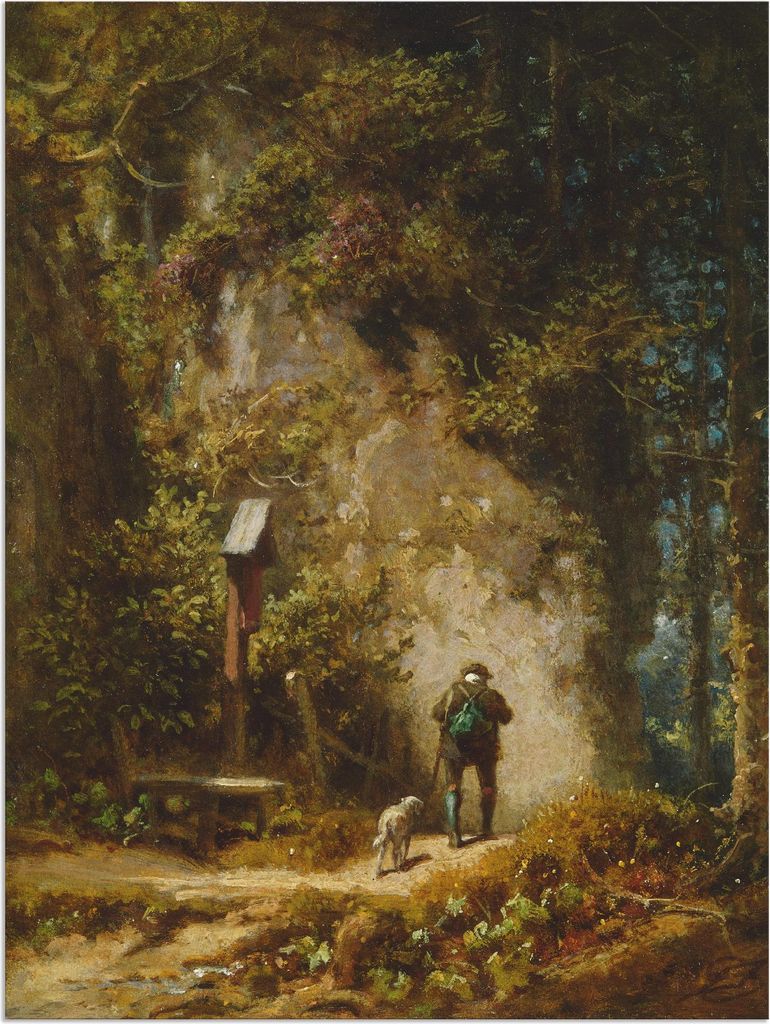 ARTland Wandbild Alu für Innen & Outdoor Jäger im Wald Größe: 45x60 cm