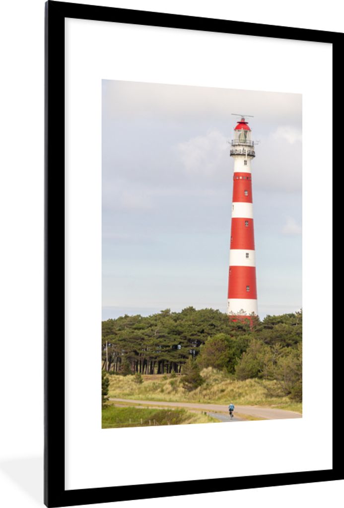 MuchoWow MuchoWow Gerahmtes Poster Insel - Leuchtturm - Niederlande 60x90 cm - Poster mit zchwarzem Bilderrahmen - Dekoration - Wandposter Wohn...