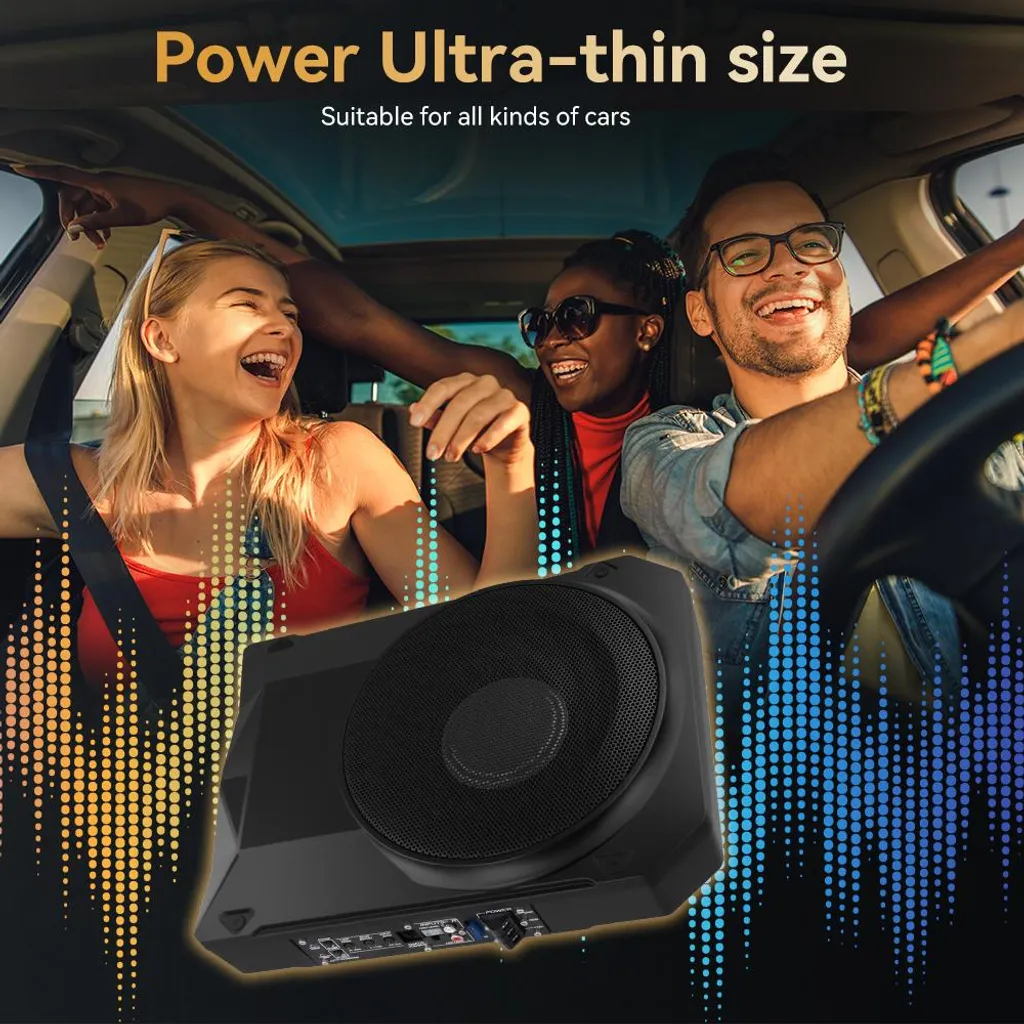 Caisson de basse actif plat 1000W 12V, subwoofer de voiture compact