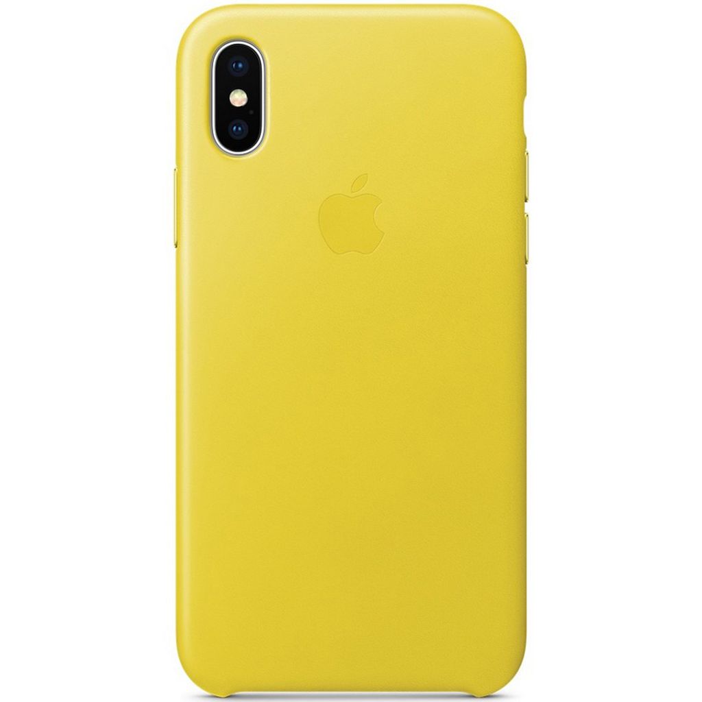 Apple Handyhülle Hard Case Echtleder Gelb für iPhone X 1 Produktbild 