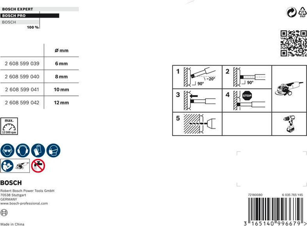 PRO Ceramic Trockenbohrkronen-Set, 6x30, 8x30, 10x30, 12x30 mm, M14, 4-tlg.