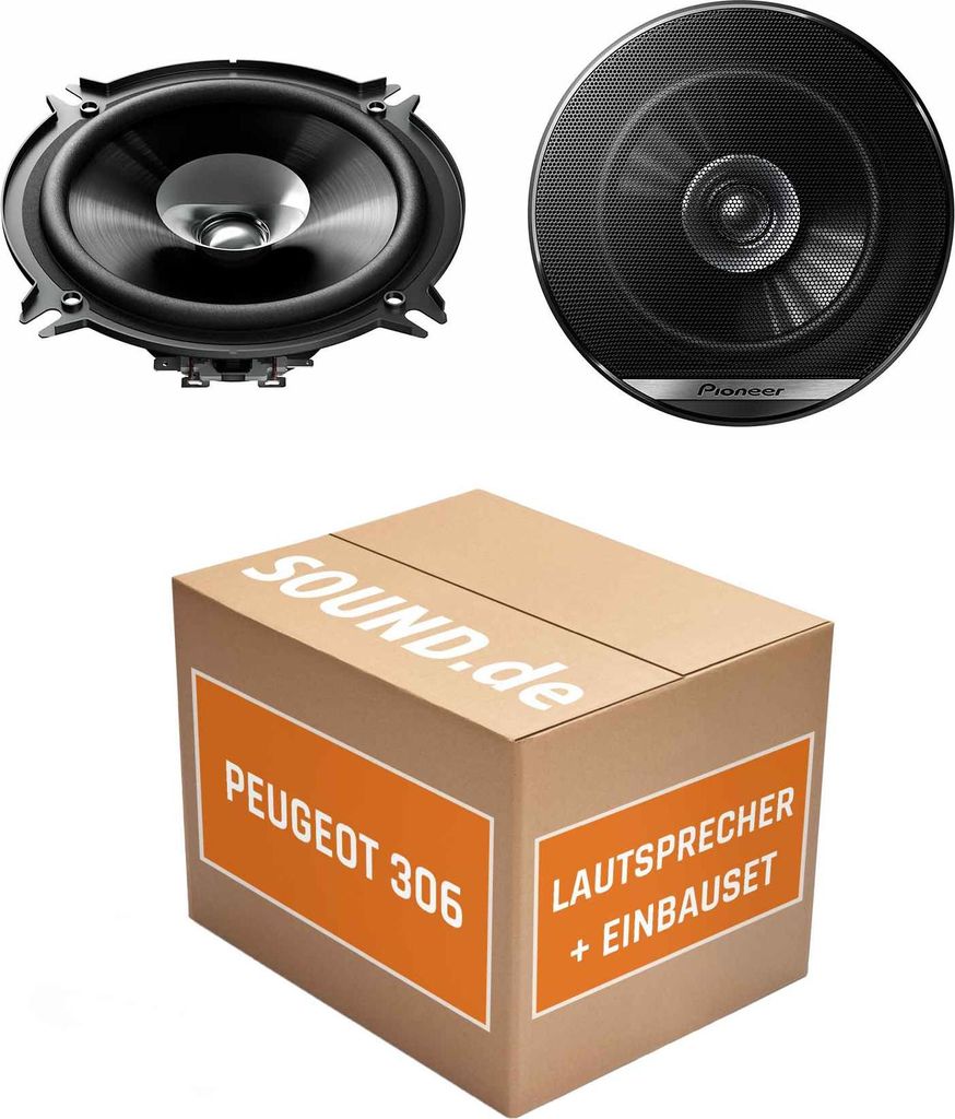 Lautsprecher Boxen Einbaupaket Front Pioneer TS-G1310F passend für Peugeot 306 | 2x Tief-Mitteltöner mit integriertem Hochtöner 230W MAX