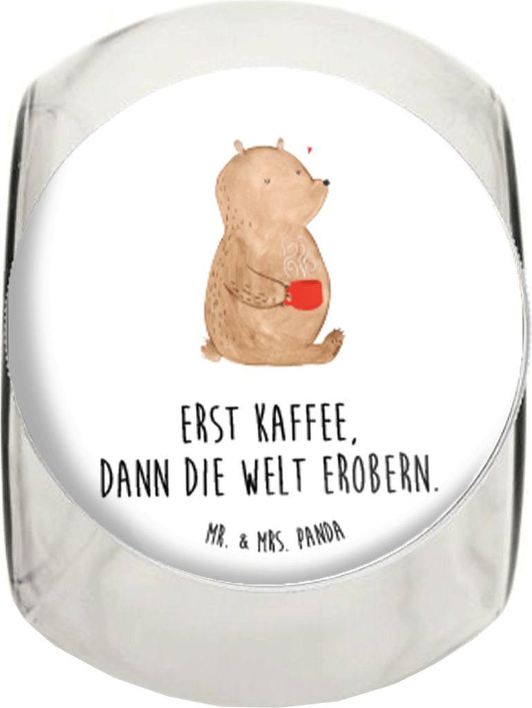 Mr. & Mrs. Panda Bonboniere Bär Kaffee XL 2000ml - Weiß - Geschenk, Guten Morgen, Teddy, Aufbewahrungsdose, Bären, Kaffeedose, Vorratsbehälter,...