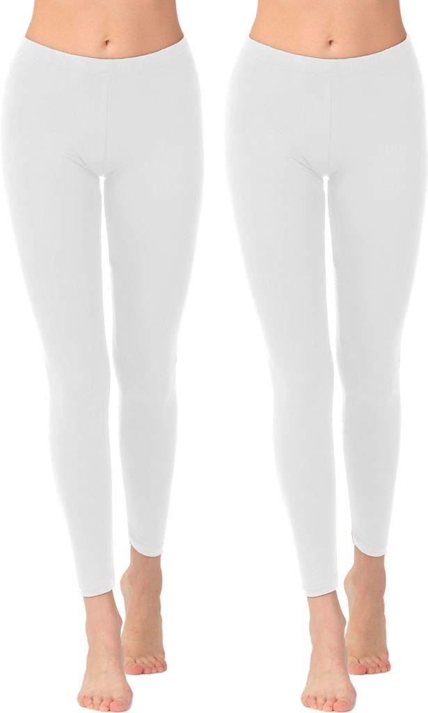 OCERA Damen Leggings Lang aus atmungsaktiver Viskose Weiss Gr. S (36/38) 2er Pack