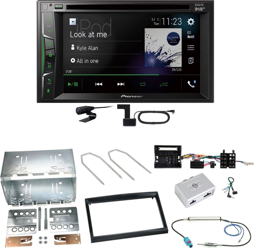 Pioneer AVH-A3200DAB Bluetooth DAB Einbauset für Peugeot 207 307 Partner Expert