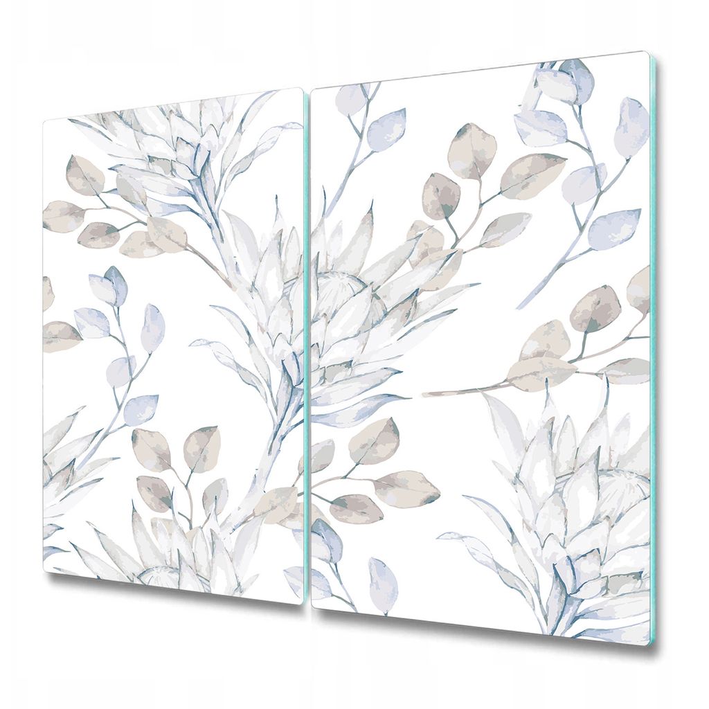 Küchenschneidebrett - Glasschneidebrett - Herdabdeckung - 2x 30x52 cm - Blumenschutz