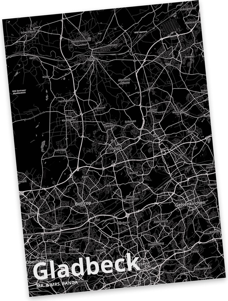 Mr. & Mrs. Panda Grußkarte Gladbeck - Geschenk, Fotokarte, Stadt, Ansichtskarten, Ansichtskarte, Postkarten, Postkarte, Dorf Karte Landkarte Map S...