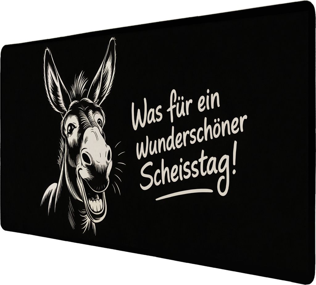 Lächelnder Esel Schreibtischunterlage 89x40cm XXL Mauspad Wunderschöner