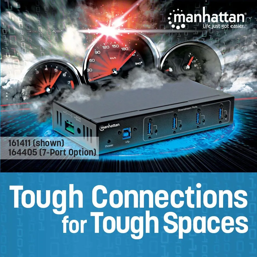 Hub USB 3.0 pour Rail DIN avec 7 Ports pour Automatisation et Laboratoire