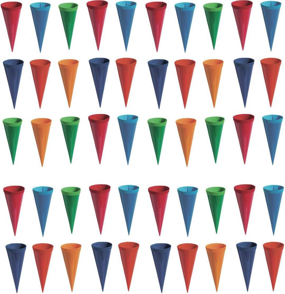 50 Deko Schultüten / Länge: 12,5cm / 6 verschiedene Farben Produktbild 