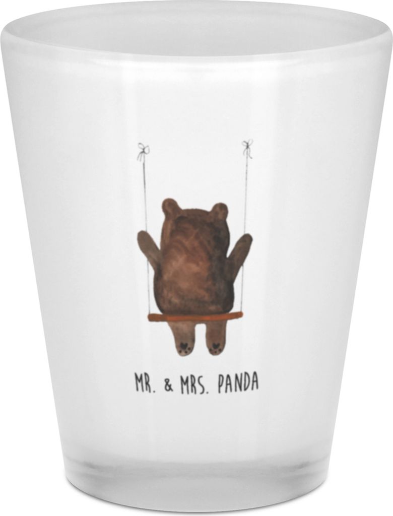 Mr. & Mrs. Panda Schnapsbecher Bär Schaukel - Transparent - Geschenk, Pinnchen, Spirituosenglas, Kleines Schnapsglas, Shot Glas, Likörglas, Teddy