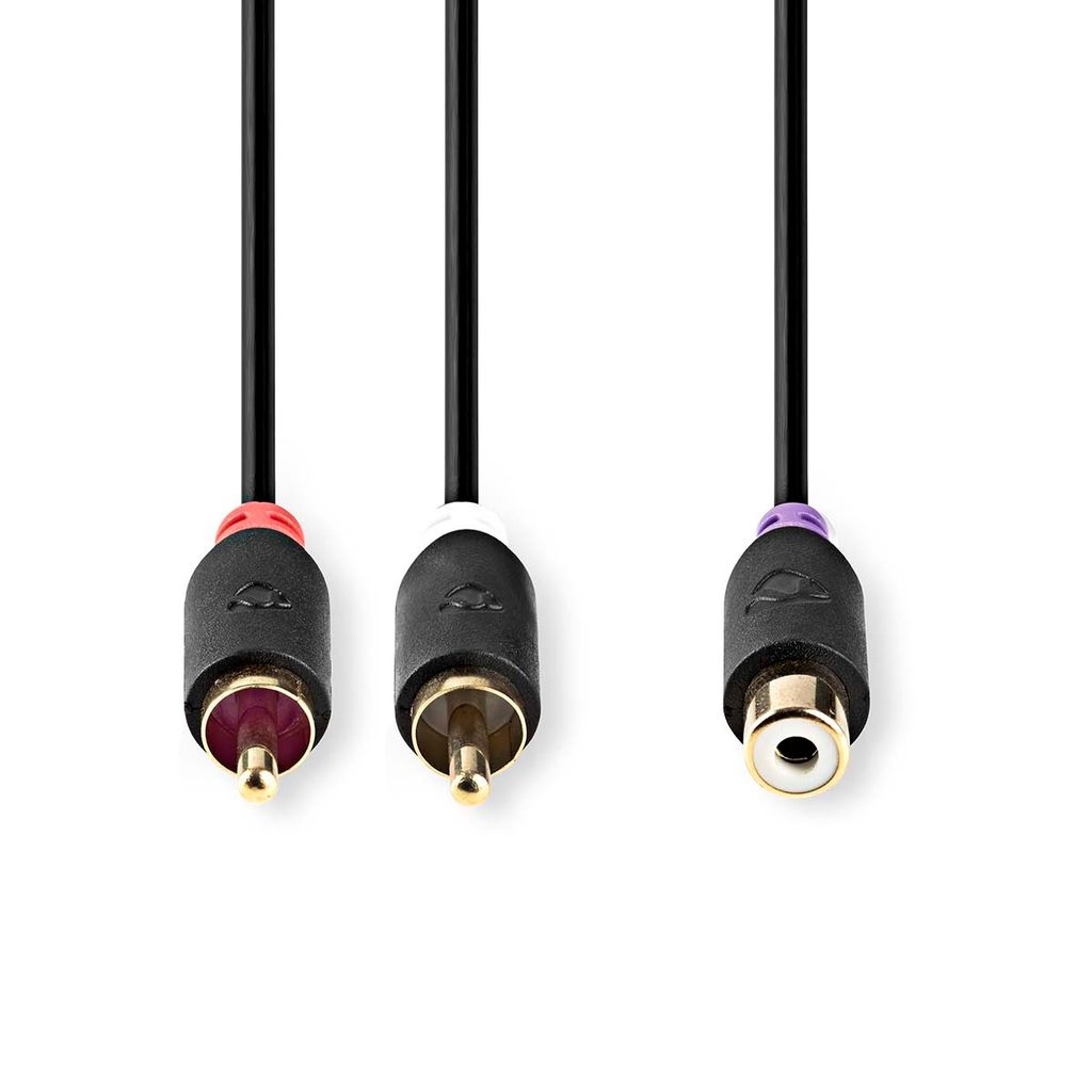 Nedis Stereo-Audiokabel - 2x RCA Stecker - Cinch Buchse - Vergoldet - 0.20 m - Rund - Anthrazit - Box