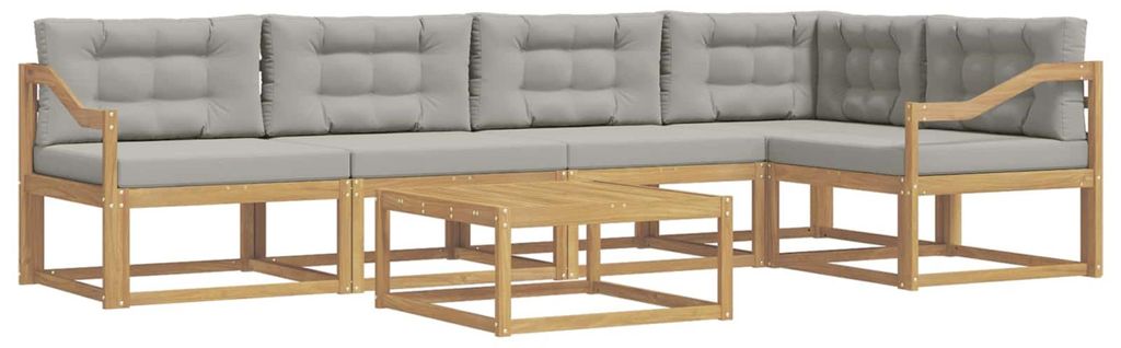 vidaXL Outdoor-Sofagarnitur 6 pcs Weiß und Hellgrau 79 x 79 x 37 cm