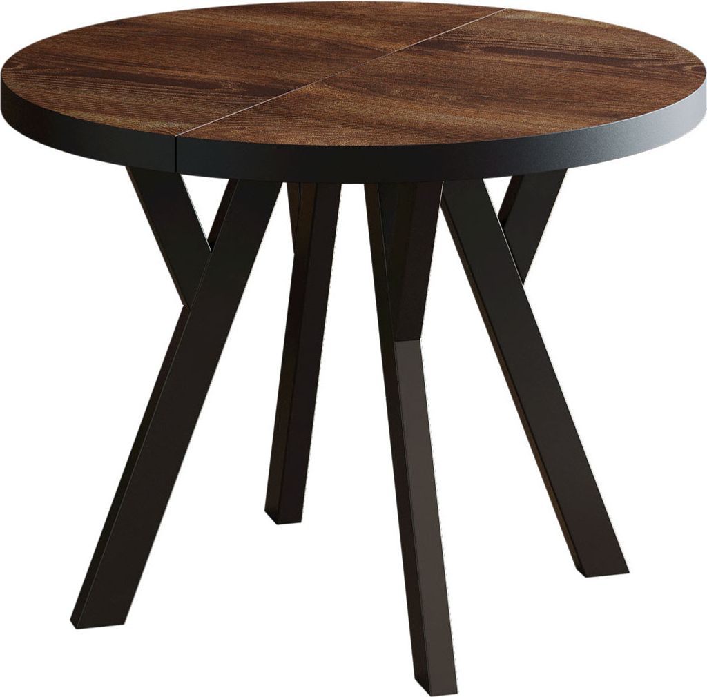 Esstisch - Runder Klapptisch - 100/200 cm - Kastanie Arvadonna - Elegantes Design - Metallbeine - für Küche und Esszimmer