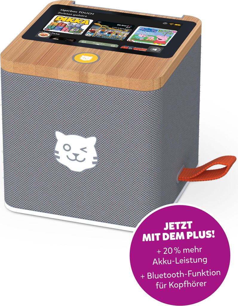 tigermedia tigerbox Touch Plus grau mit extra Langer Akkulaufzeit und Bluetooth Kopfhöreranschluss, Boombox, Lautsprecher, Lieder, Hanni und Nanni...
