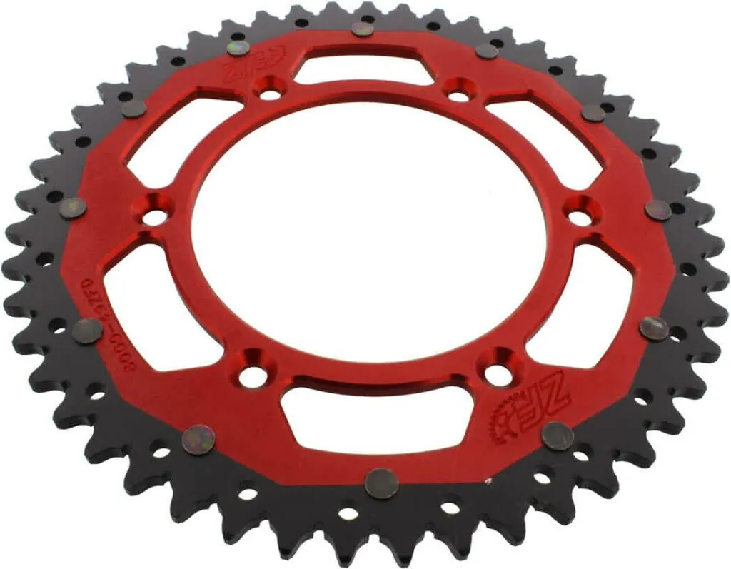 Pignon ZF 49 dents pas 520 rouge noir ZFD-8000-49-RED pour moto