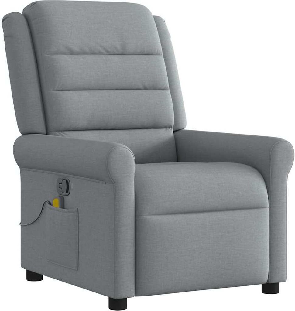 Hellgrauer Massagesessel mit Vibrations- & manueller Liegefunktion, 73x91,5x102,5 cm
