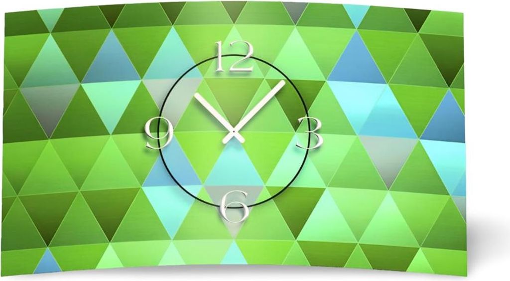 Digital Designer Art Dreiecke grün Designer Wanduhr abstrakt modernes Wanduhren Design leise kein ticken DIXTIME 3D-0410