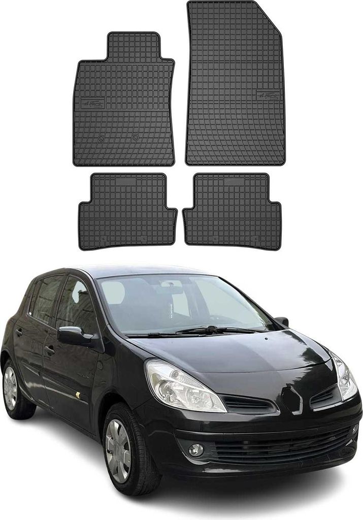 2005-2012 Renault Clio tappetini in gomma nero 4 pz Immagine del prodotto 