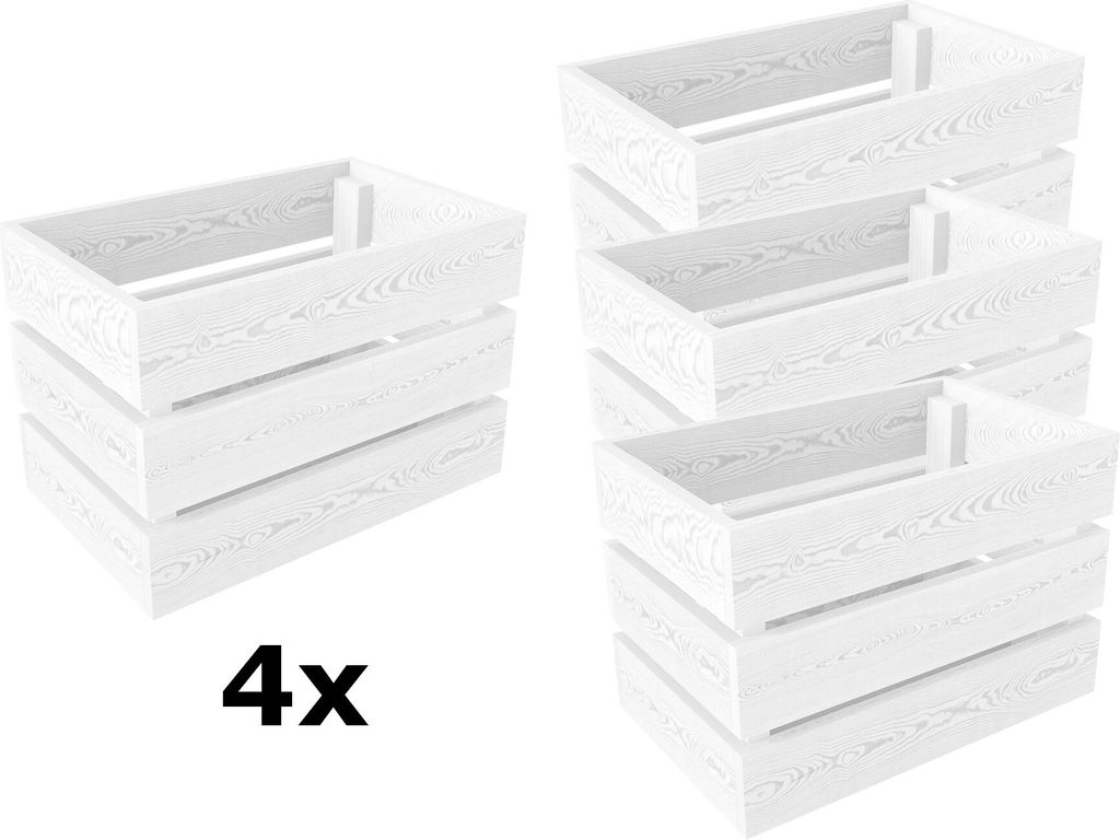 Lermowood Holzkisten 4x Box0422 25 x 40 x 28cm Weiß | Produktbild 