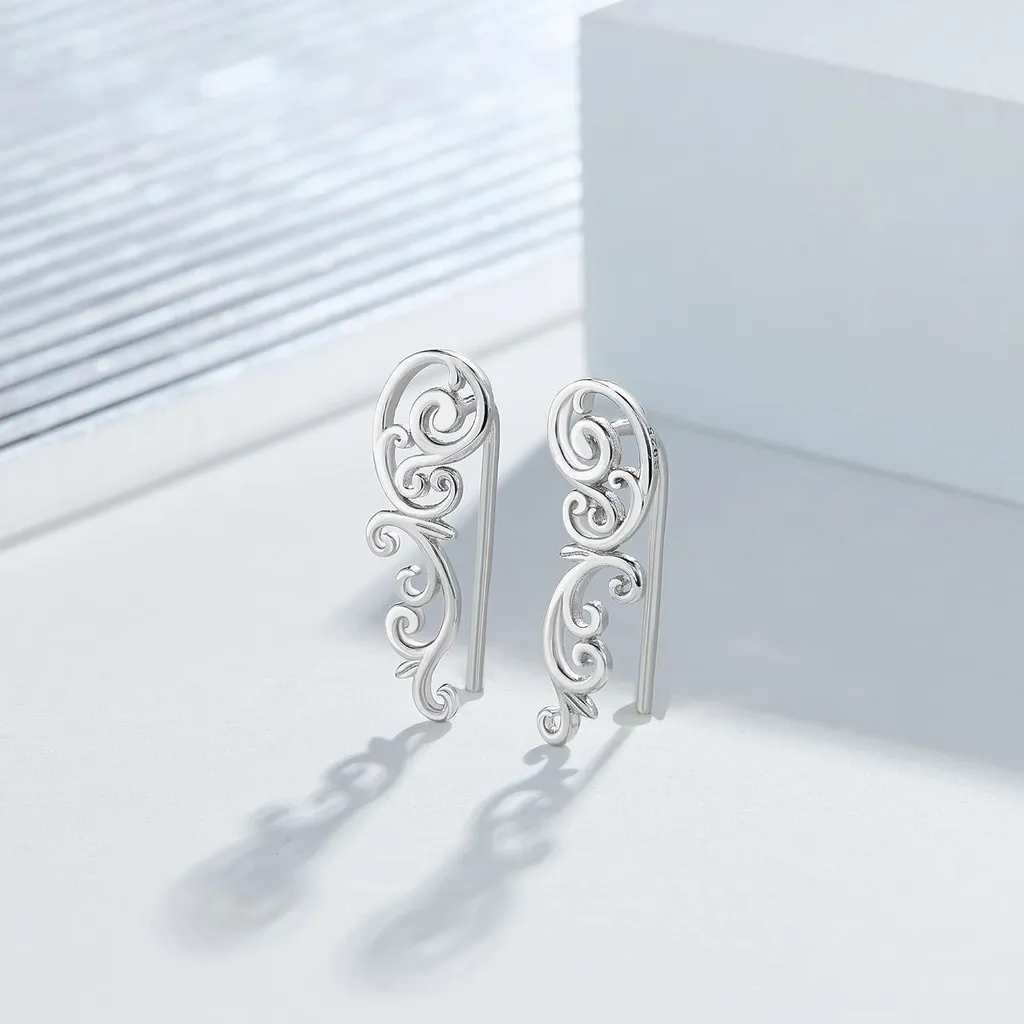 Boucles d'oreilles feuilles en argent sterling style rétro chic