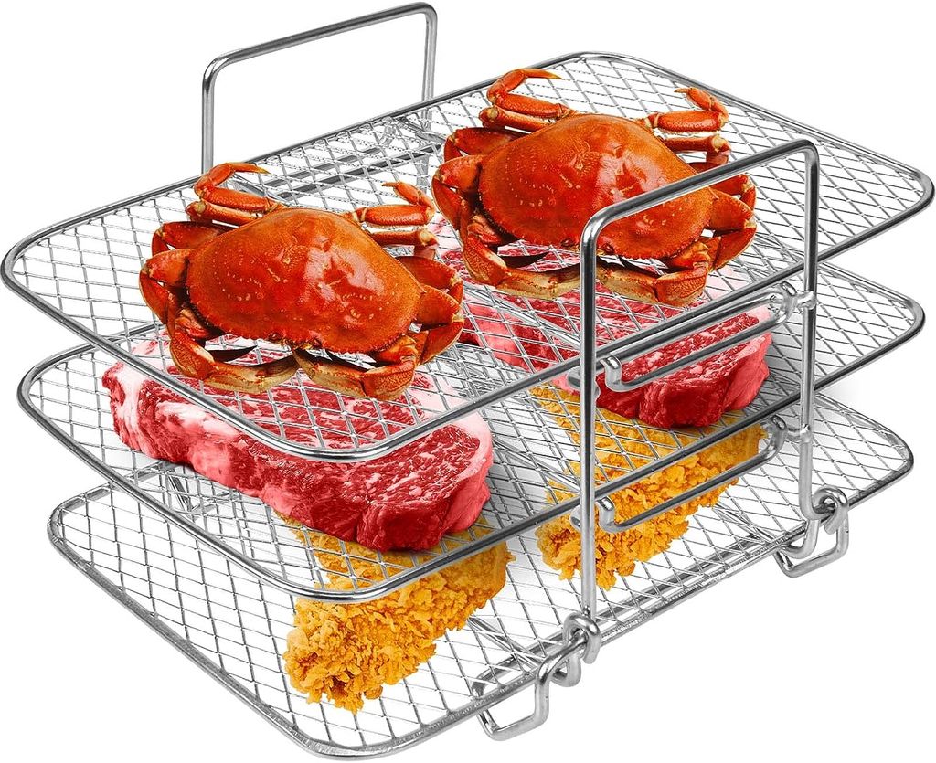 Air Bratpfanne Rack, 304 Edelstahl Heißluft Bratpfanne Grill Dehydration Rack Multifunktions stapelbare Luft Bratpfanne Backpfanne Air Bratpfanne ...