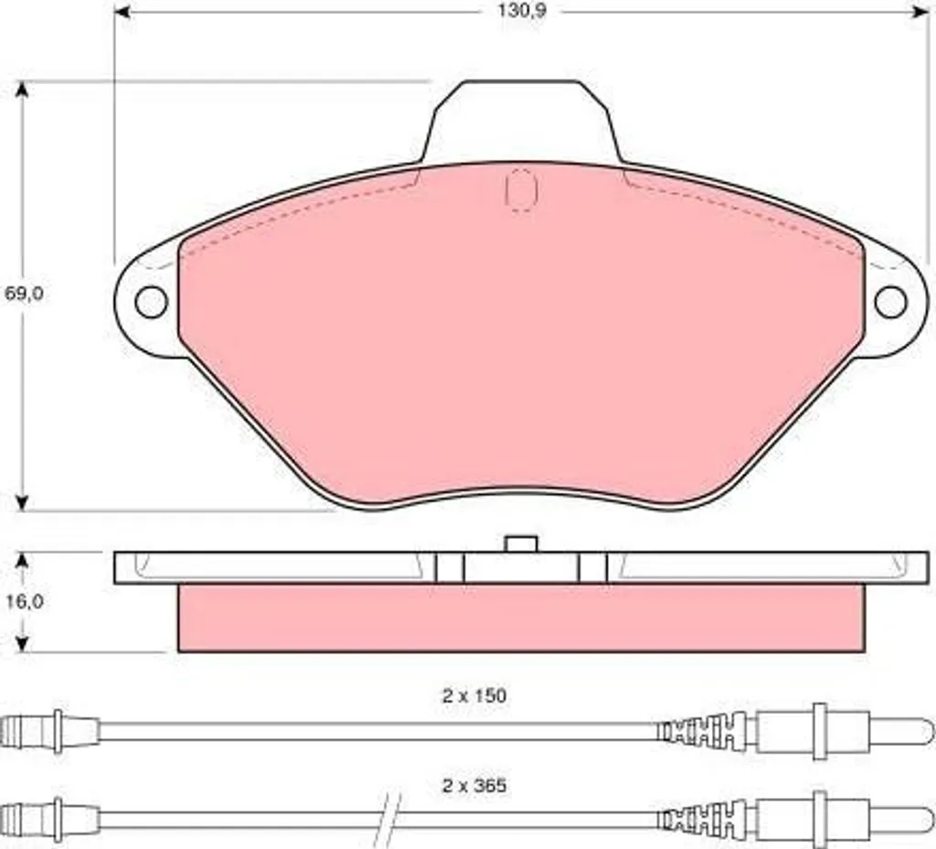 Jeu plaquettes frein avant TRW GDB1102 425113 pour Citroën Xantia