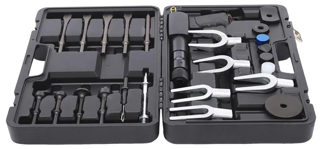Kit marteau pneumatique burineur avec burins interchangeables en noir