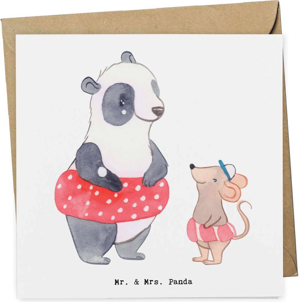 Mr. & Mrs. Panda Grußkarte Otter Schwimmen - Weiß - Geschenk, doppelkarte, Klappkarte, faltkarte, Wassersport, Schwimmkurs, Glückwunschkarte, an...