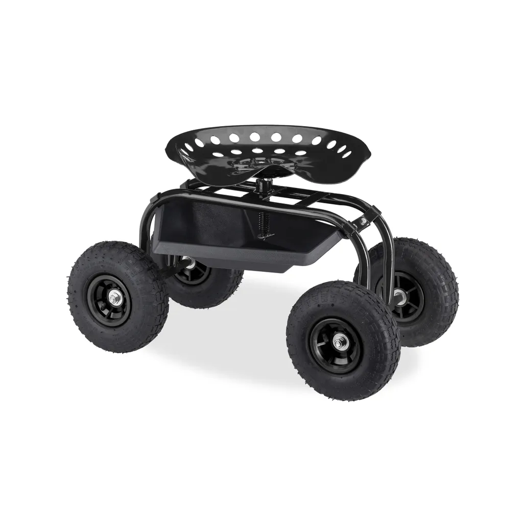Siège de jardin roulant ergonomique hauteur ajustable châssis en acier