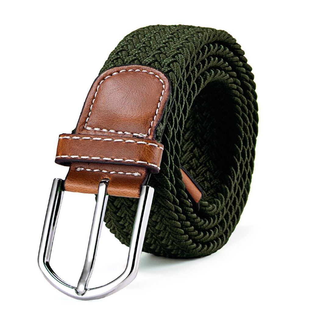 Stoffgürtel Stretchgürtel geflochten und elastisch Gürtel Länge 100 cm bis 130 cm olive
