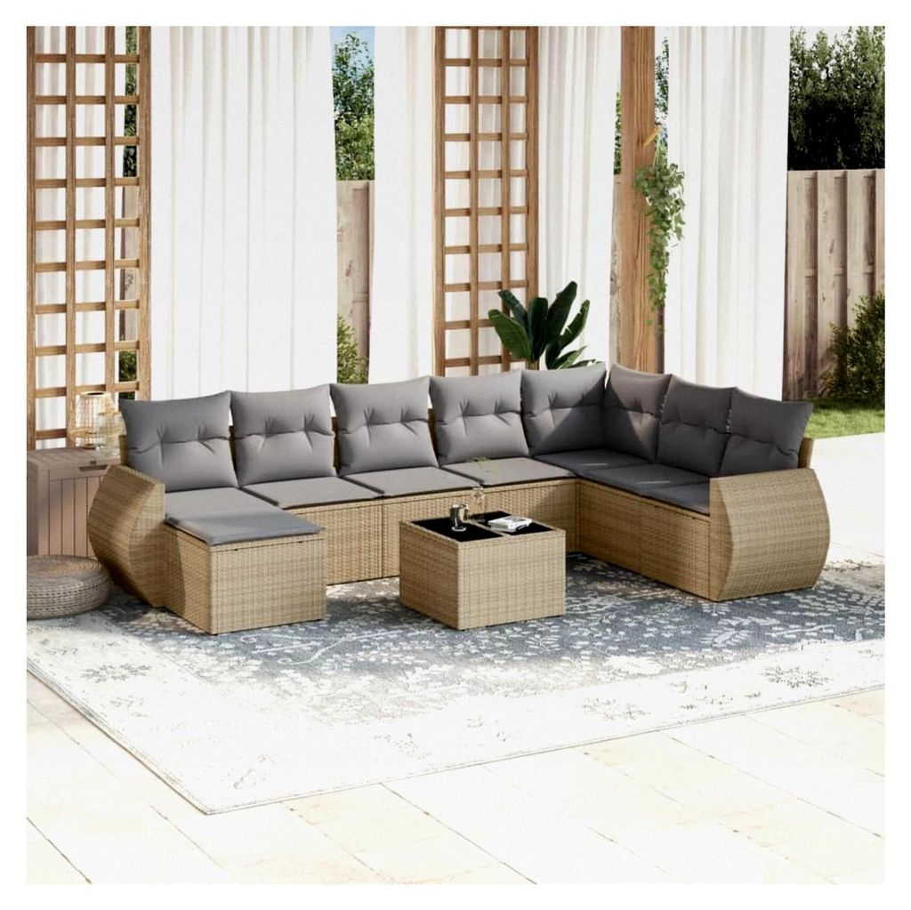 Garten Loungemöbel mit Stauraum - Großes Lounge Set aus Rattan für den Außenbereich