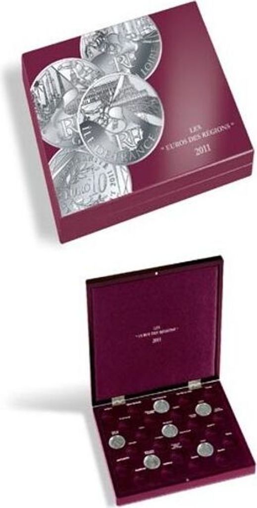 Münzkassette VOLTERRA UNO de Luxe, für 27 10-Euro-Münzen EUROS DES RÉGIONS2011in Kaps.