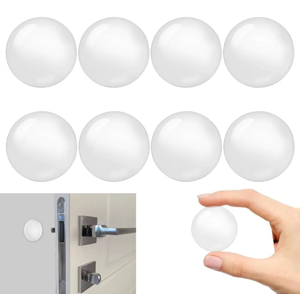 Protection murale poignée de porte silicone lot 8 butées transparentes