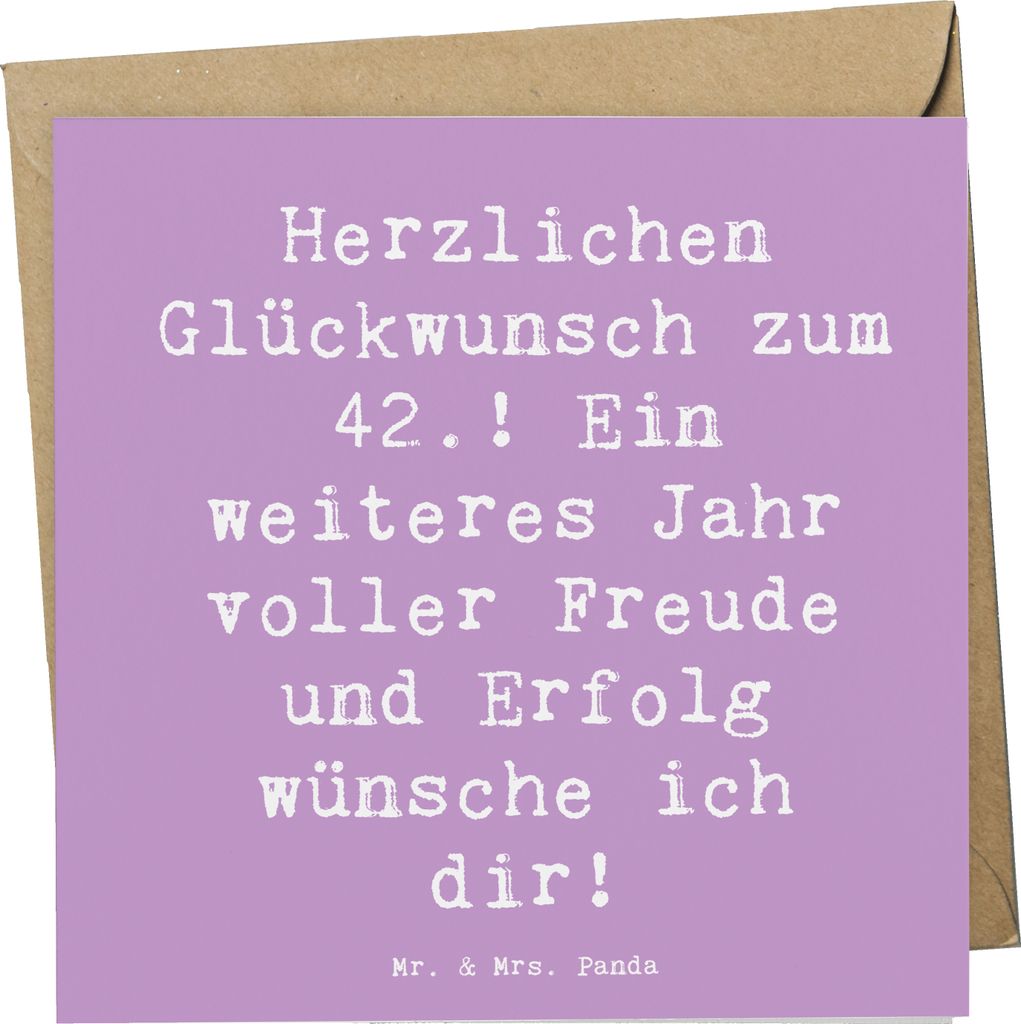 Mr. & Mrs. Panda doppelkarte Spruch 42. Geburtstag - Lavendeltraum - Geschenk, anlasskarte, von Herzen, Happy Birthday, unvergesslich, liebevolle W...