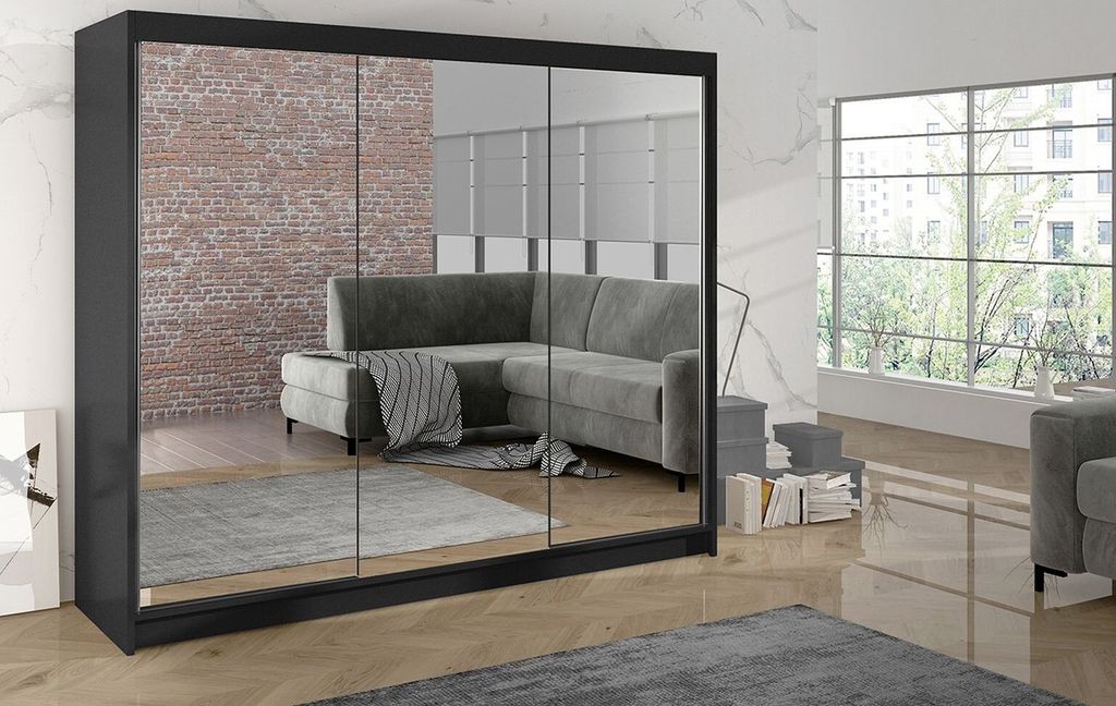 Kleiderschrank DANIELLA 3 – Breite 200 cm, schwarz